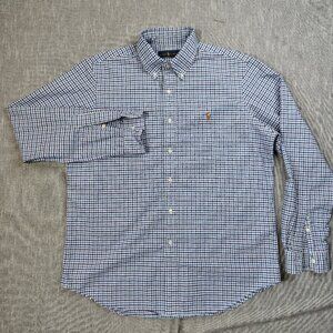 Ralph‎ Lauren Shirt Size Small Blue White Gingham Plaid Button Down Colored Pony